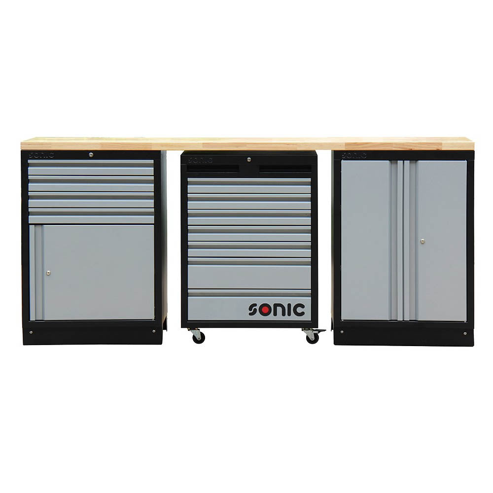 Sonic MSS 2193mm Schrankwand mit Holz-Arbeitsplatte