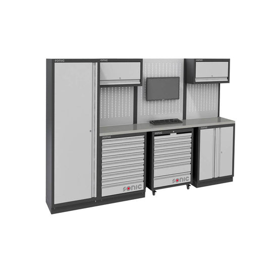 Sonic MSS 2803mm Schrankwand mit Holz-Arbeitsplatte
