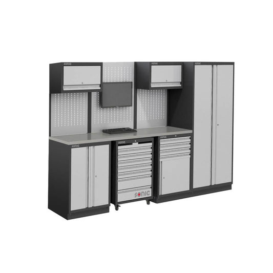 Sonic MSS 3107mm Schrankwand mit Holz-Arbeitsplatte