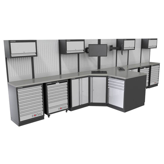 Sonic MSS 6140mm Schrankwand mit Holz-Arbeitsplatte