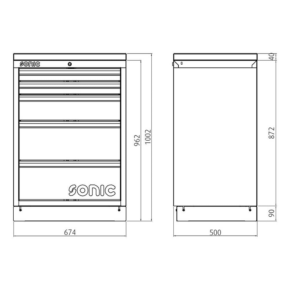 Sonic MSS 674mm Schrank ohne Arbeitsplatte
