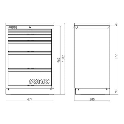 Sonic MSS 674mm Schrank ohne Arbeitsplatte