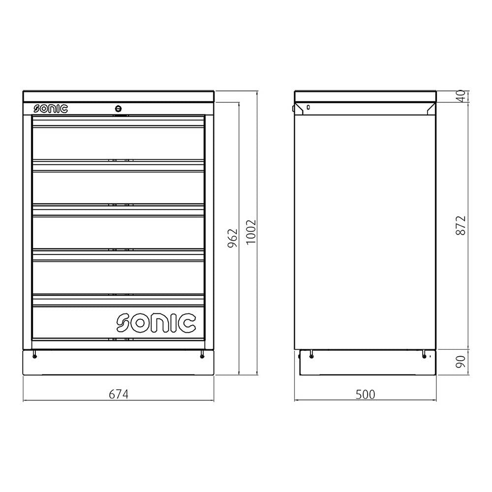 Sonic MSS 674mm Schrank ohne Arbeitsplatte