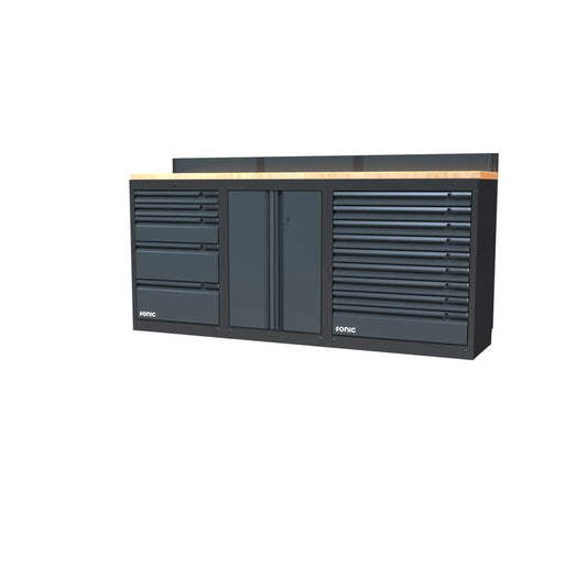 Sonic NEXT MSS Schrankwand mit Holzarbeitsplatte niedrig 2193 mm - 4930401