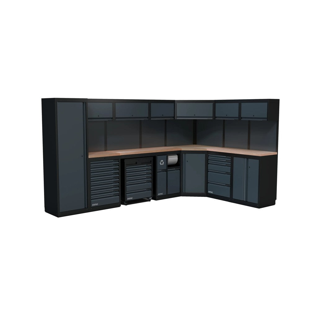 Sonic NEXT MSS Schrankwand mit Holzarbeitsplatte hoch 5026 mm - 4930606