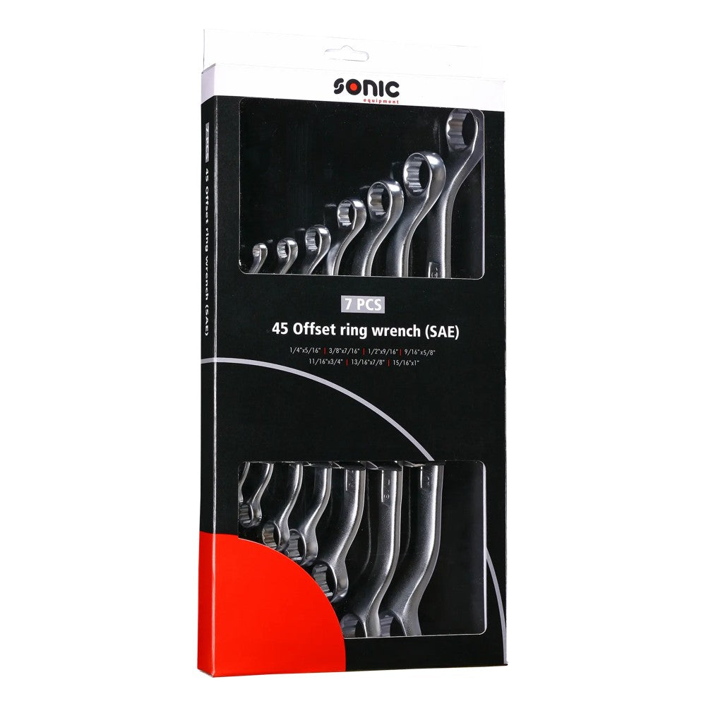 Sonic 45° gekröpfter Ringschlüssel-Satz SAE 7-teilig - 600701