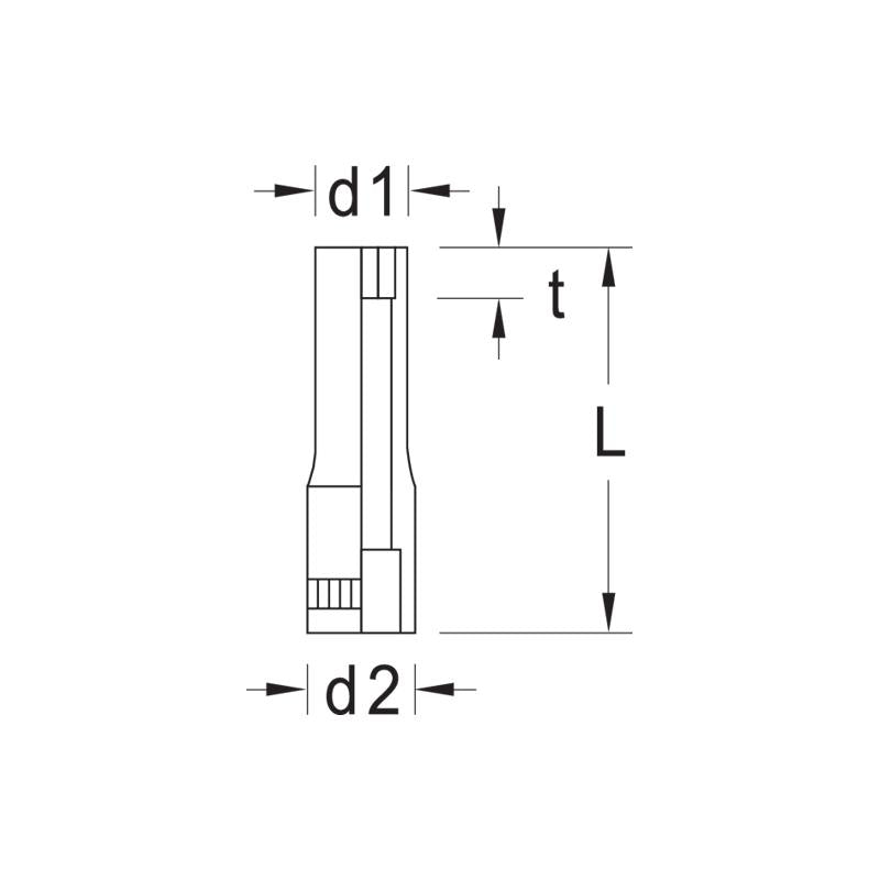 GEDORE Steckschlüsseleinsatz 1/4 Zoll, lang, Sechskant, 3/16 Zoll 20 L 3/16AF - L3/16AF
