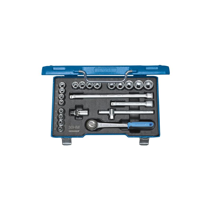 GEDORE Steckschlüssel-Satz 3/8 Zoll 22-teilig Sechskant 6-22 Millimeter 30 HMU-10