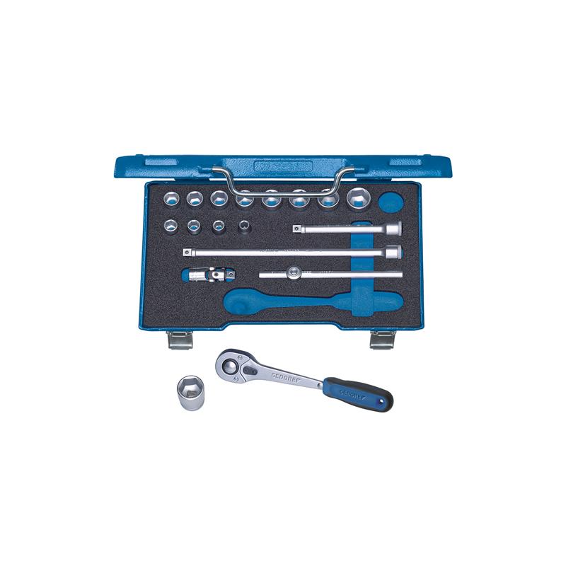 GEDORE Steckschlüssel-Satz 3/8 Zoll 22-teilig Sechskant 6-22 Millimeter 30 HMU-10