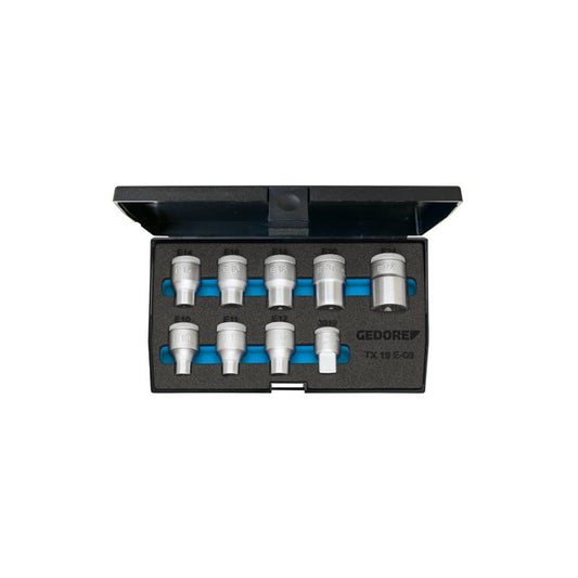 GEDORE Steckschlüssel-Satz 1 Zoll 9-teilig Außen-TX E10 bis E24 TX 19 E-09