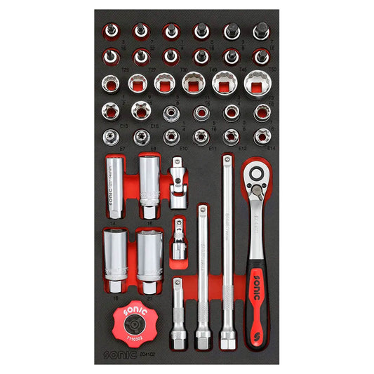 Sonic Schaumeinlage 1/3 SFS 3/8" Nuss, Innensechskant- und TX-Bitsatz 41-teilig (SAE)