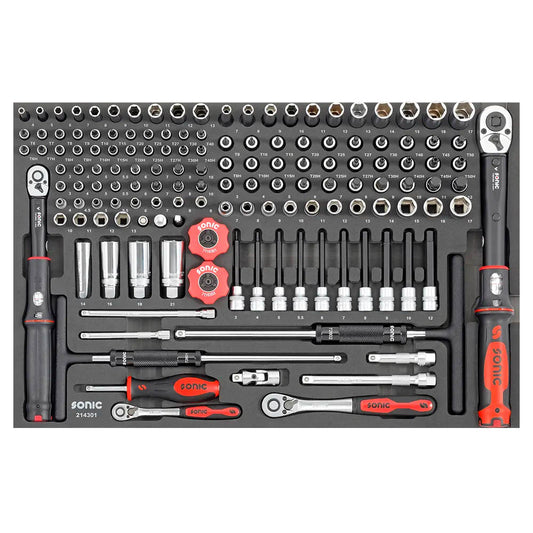 Sonic Schaumeinlage (SFS) 1/4'' & 3/8'' Satz 143-teilig (Motorrad)