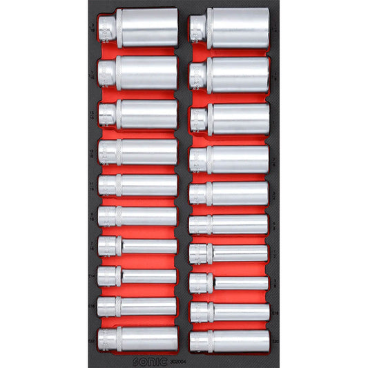 Sonic Schaumeinlage 1/3 SFS 1/2" Nuss-Satz lang 20-teilig (SAE)