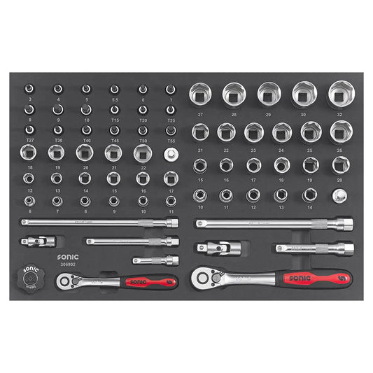 Sonic Schaumeinlage Nuss- und Bit-Satz 3/8'' & 1/2'', 69-teilig (SFS)