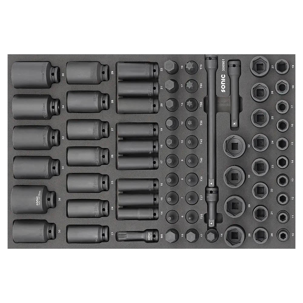 Sonic Schaumeinlage (SFS) 1/2 Schlagschraub-Nuss-Satz, 69-teilig (Heavy Duty)