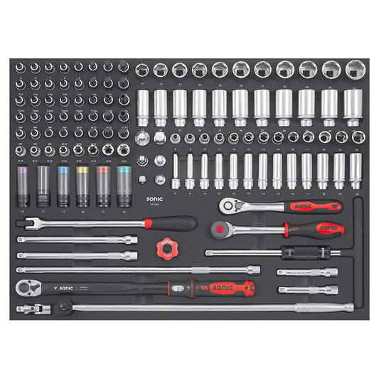 Sonic Schaumeinlage SFS Nuss- und Bit-Satz 1/2", 121-teilig