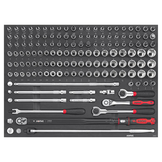 Sonic Schaumeinlage SFS Nuss- und Bit-Satz 1/2", 145-teilig