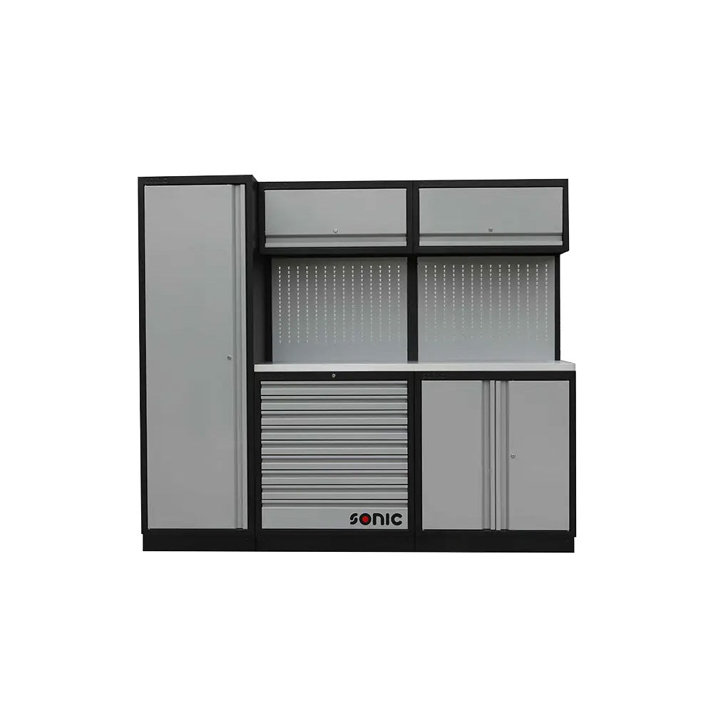 Sonic MSS 2300mm Schrankwand (extra tiefe Edelstahl-Arbeitsplatte)