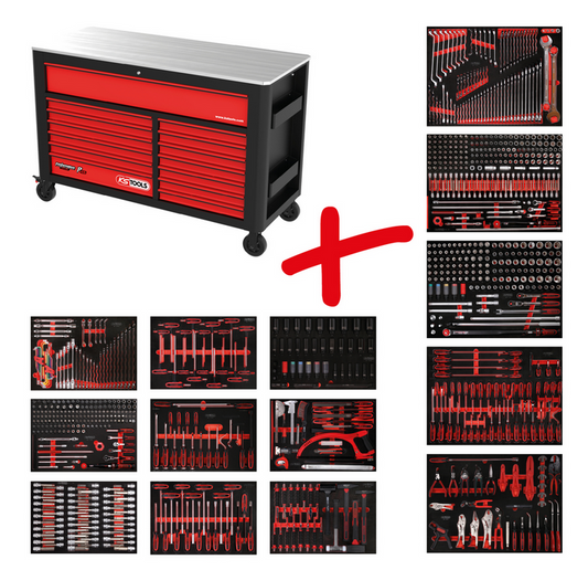 KS Tools Performanceplus Werkstattwagen-Satz P45 mit 950 Werkzeugen für 13 Schubladen