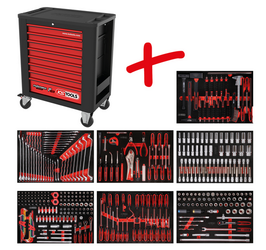 KS Tools Performanceplus Werkstattwagen-Satz P15 mit 403 Werkzeugen für 7 Schubladen