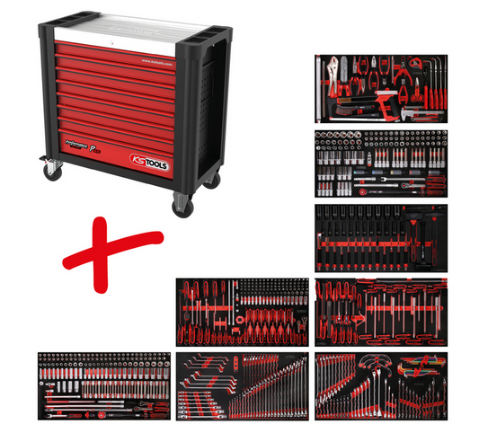 KS Tools Performanceplus Werkstattwagen-Satz P25 mit 660 Werkzeugen für 8 Schubladen