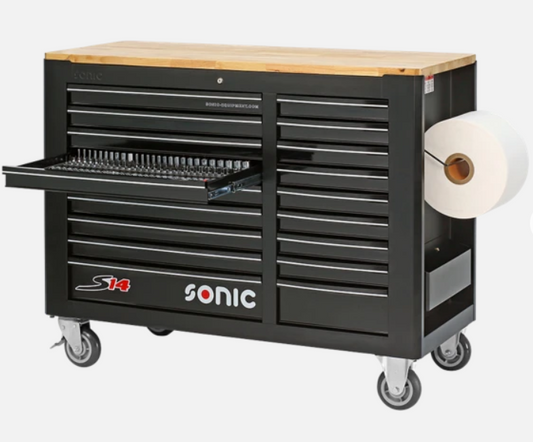 Sonic Werkstattwagen S14 gefüllt 714 teilig – schwarz