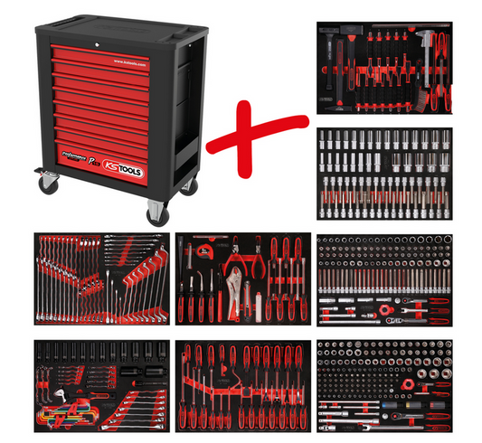 KS Tools Performanceplus Werkstattwagen-Satz P15 mit 536 Werkzeugen für 8 Schubladen