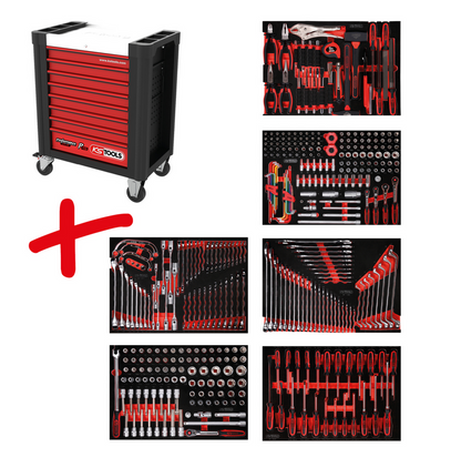 KS Tools Performanceplus Werkstattwagen-Satz P10 mit 399 Werkzeugen für 6 Schubladen