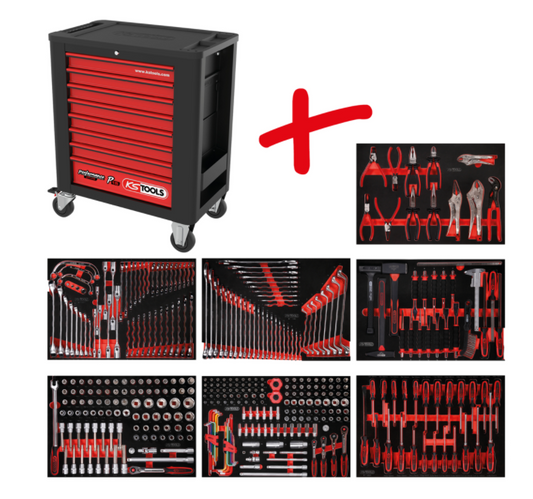 KS Tools Performanceplus Werkstattwagen-Satz P15 mit 399 Werkzeugen für 6 Schubladen