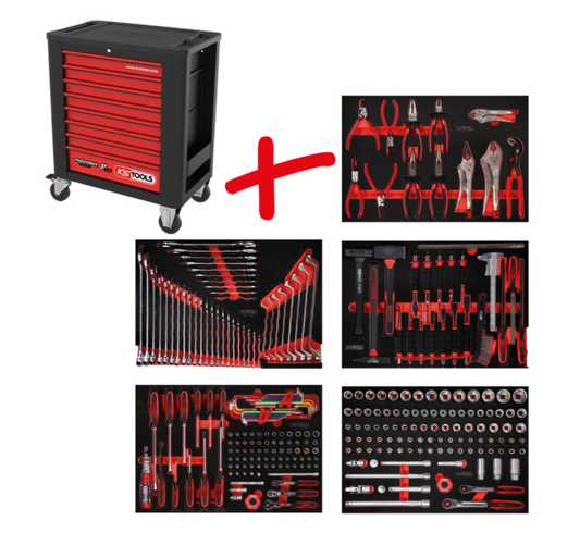 KS Tools Performanceplus Werkstattwagen-Satz P15 mit 279 Werkzeugen für 5 Schubladen