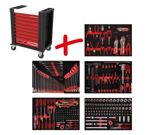 KS Tools Performanceplus Werkstattwagen-Satz P10 mit 279 Werkzeugen für 5 Schubladen