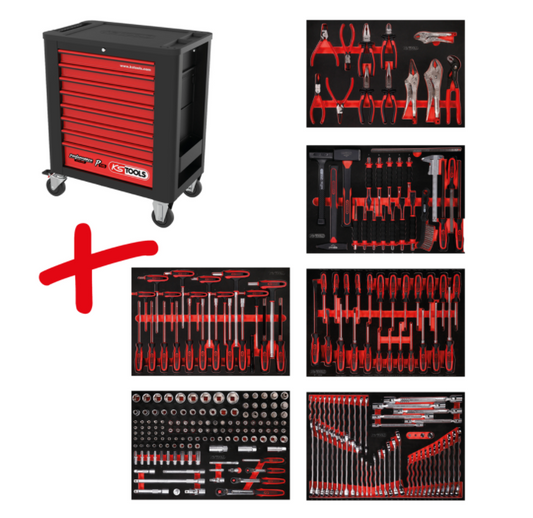 KS Tools Performanceplus Werkstattwagen-Satz P15 mit 271 Werkzeugen für 6 Schubladen