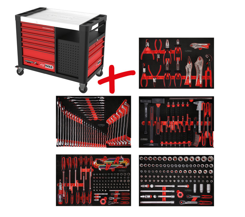 KS Tools Performanceplus Werkstattwagen-Satz P35 mit 279 Werkzeugen für 5 Schubladen