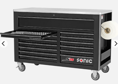 Sonic Werkstattwagen S15 gefüllt 600 teilig – schwarz