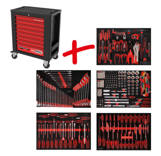 KS Tools Performanceplus Werkstattwagen-Satz P15 mit 262 Werkzeugen für 5 Schubladen