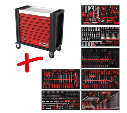 KS Tools Performanceplus Werkstattwagen-Satz P25 mit 510 Werkzeugen für 7 Schubladen