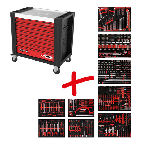 KS Tools Performanceplus Werkstattwagen-Satz P30 mit 706 Werkzeugen für 7 Schubladen