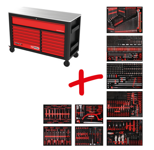 KS Tools Performanceplus Werkstattwagen-Satz P45 mit 706 Werkzeugen für 7 Schubladen