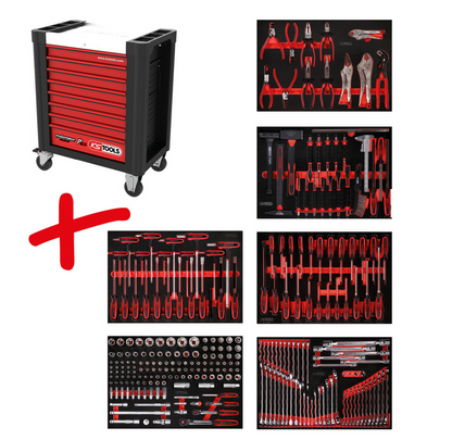 KS Tools Performanceplus Werkstattwagen-Satz P10 mit 271 Werkzeugen für 6 Schubladen