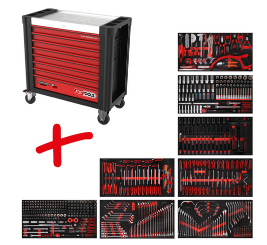 KS Tools Performanceplus Werkstattwagen-Satz P25 mit 564 Werkzeugen für 8 Schubladen