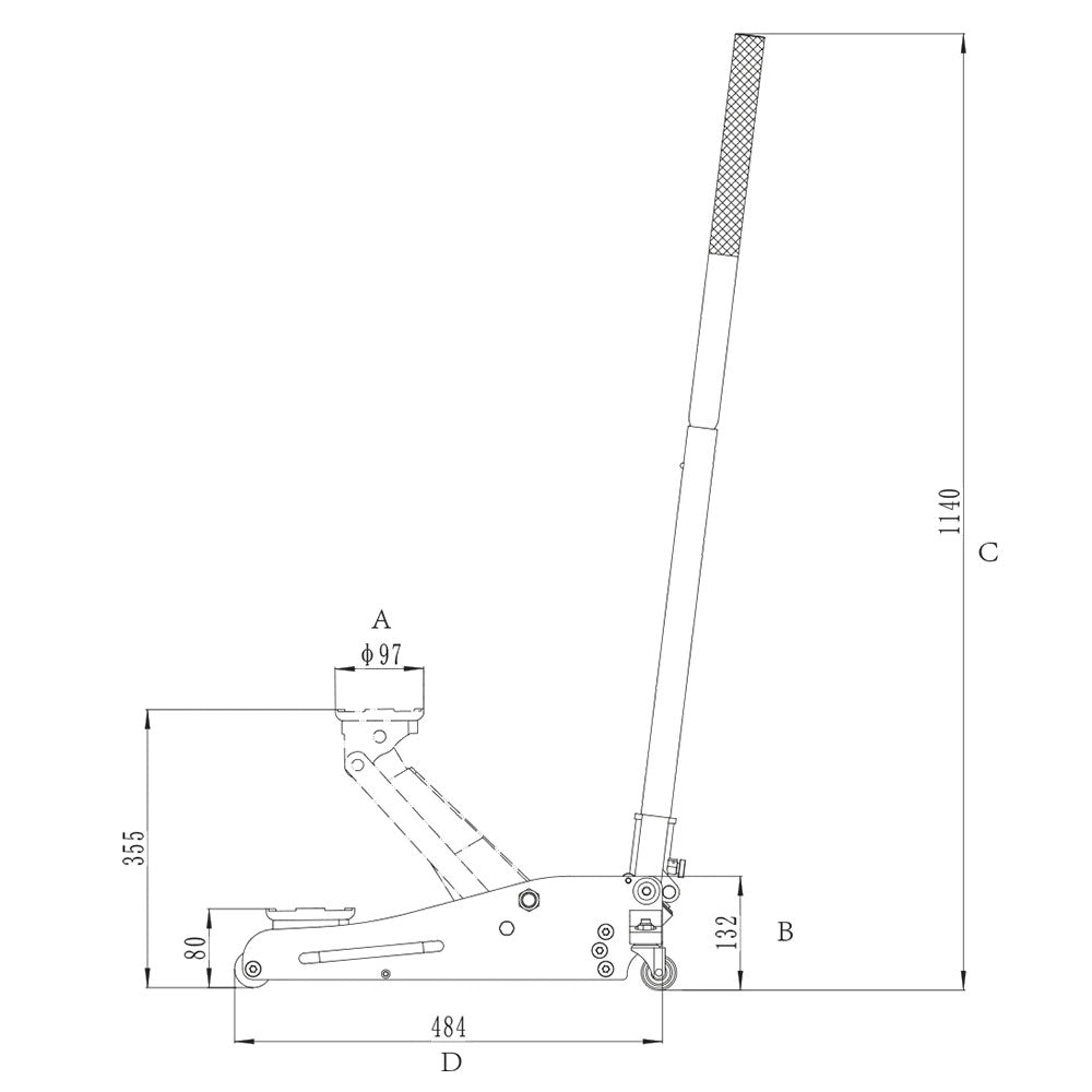 Sonic Wagenheber 1,5 Tonnen (leichte Ausführung)