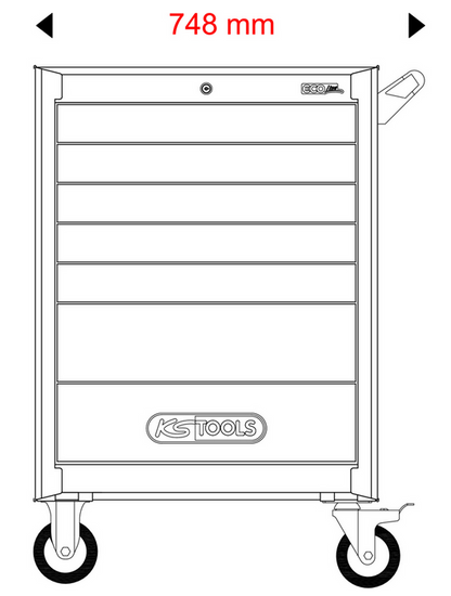 KS Tools ECOline SCHWARZ/ROT Werkstattwagen mit 7 Schubladen und 515 Premium-Werkzeugen