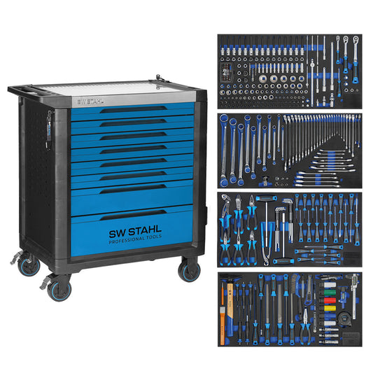 SW-Stahl Werkstattwagen gefüllt 338 teilig - blau