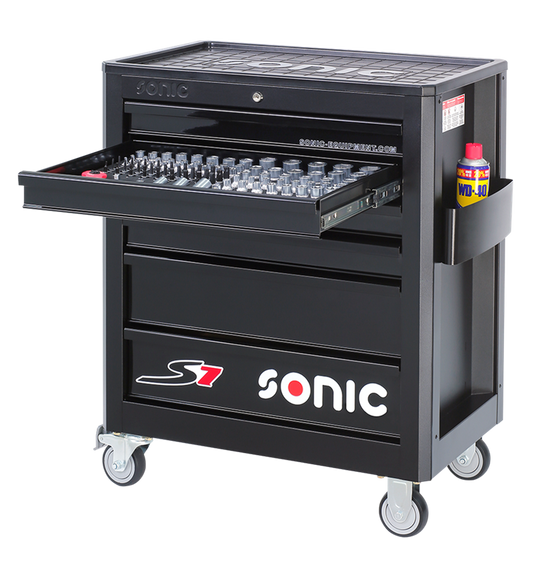 Sonic Werkstattwagen S7 gefüllt 206 teilig – schwarz